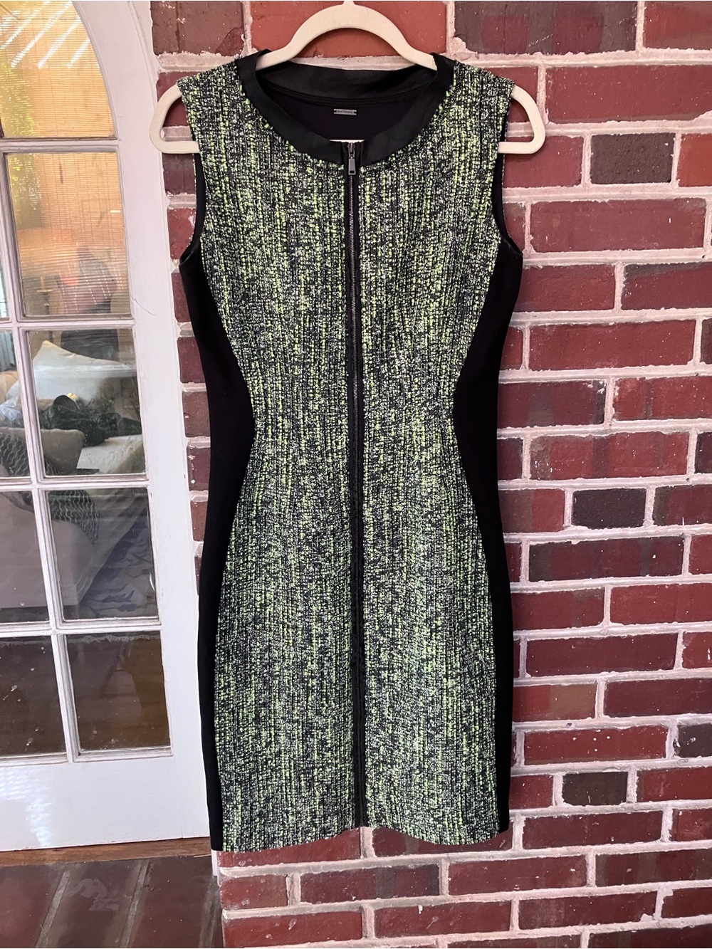 Elie Tahari Green Tweed Zip-Front Sheath Dress - Picture 4 of 8